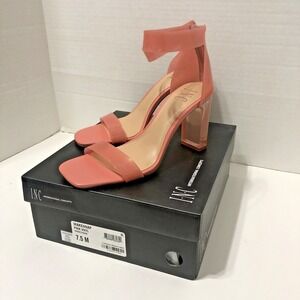 INC Womens Pink Transparent Makenna Square Toe Block Heel Heeled Sandal 7.5 M